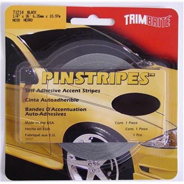 Trimbrite TRIMBRITE T1214 Pinstripe Tape; Black; 0.25 In. X 36 Ft. T18-T1214